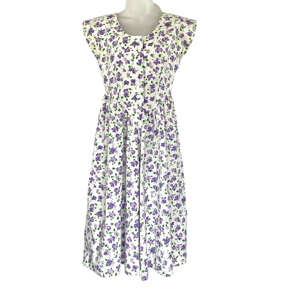 Vintage 80s Floral Mini Dress Bedford Fair Women's Small